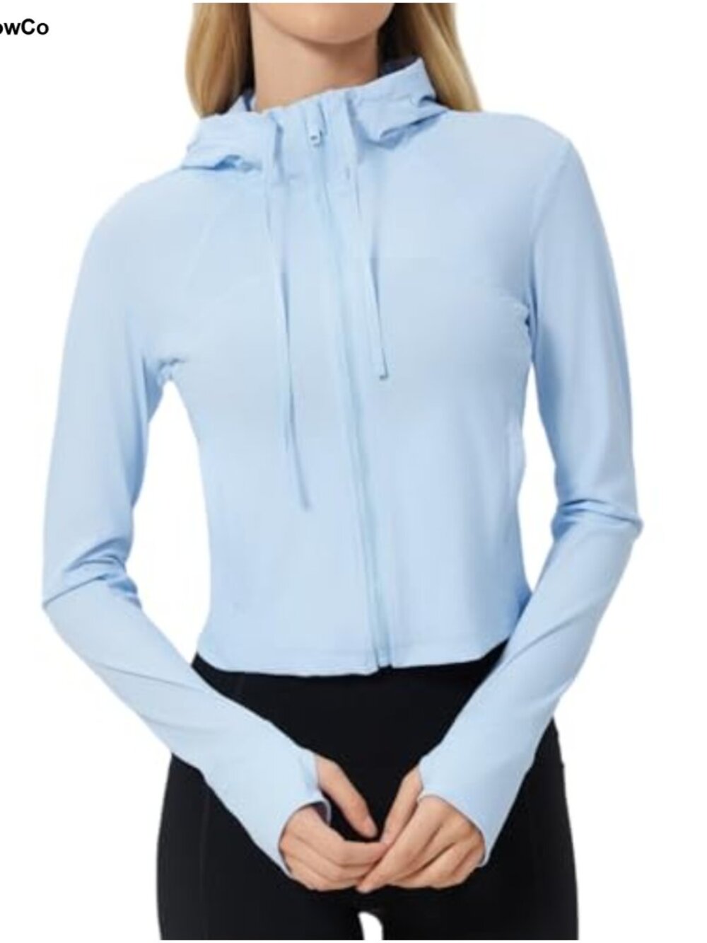 UPF 50+ Lightweight Cropped Full-Zip Workout Hooded Jacket for Women